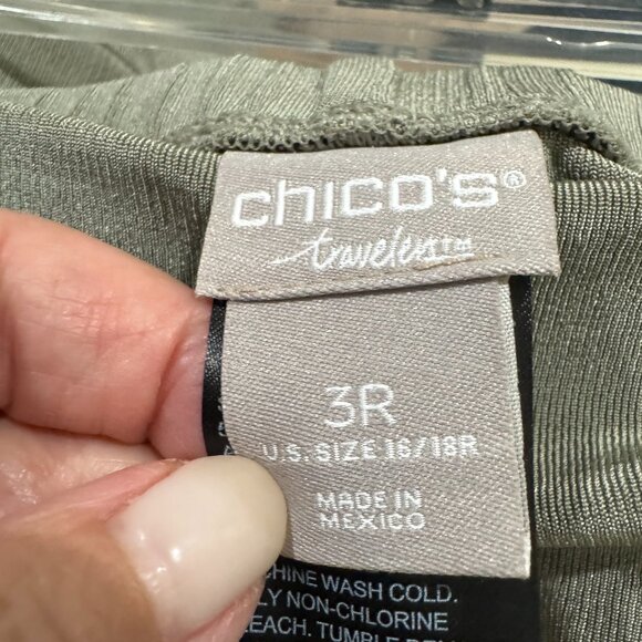 Chico’s Travelers Pants Olive 3R (XL) Pull-On Straight Leg - Picture 6 of 7